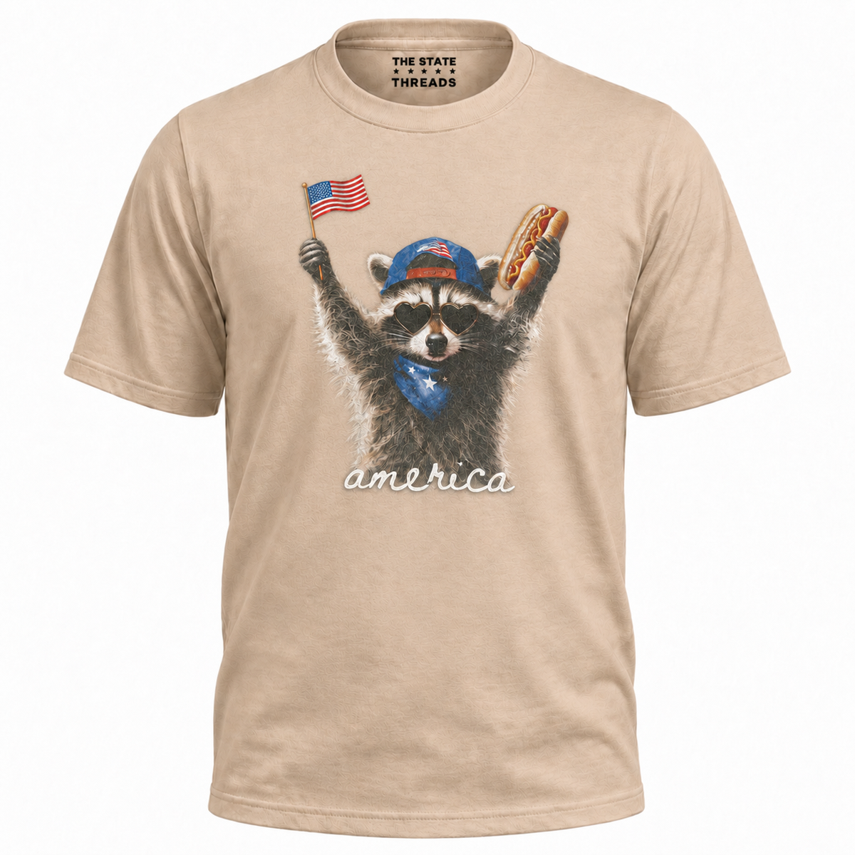 America Patriotic Raccoon Hot Dog Flag Graphic Shirt