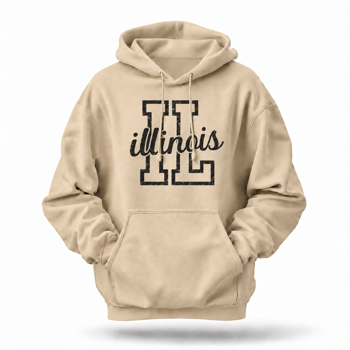 Illinois Varsity Block Letters Distressed Hoodie