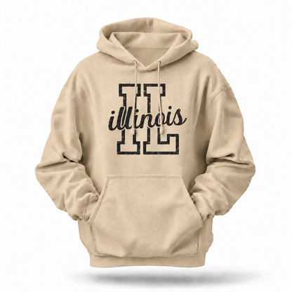 Illinois Varsity Block Letters Distressed Hoodie