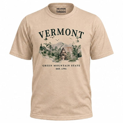 Vermont Green Mountain State A-Frame Cabin Nature Shirt