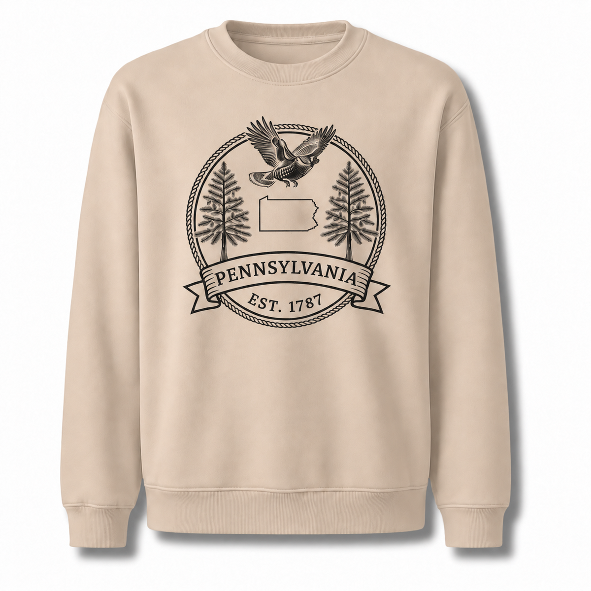 Pennsylvania Historic State Emblem Classic Vintage Sweatshirt - Sand