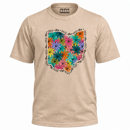 Ohio Floral State Outline Colorful Botanical Shirt