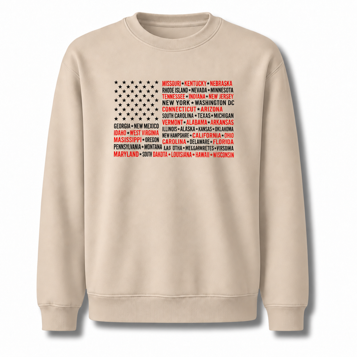 America State Names Typography Flag Sweatshirt