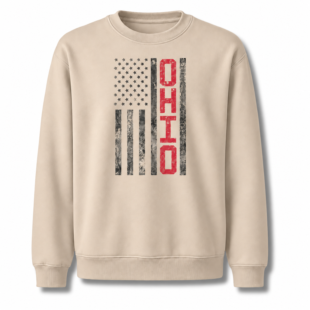 Ohio State Flag Heritage Patriotic Vintage Sweatshirt - Sand