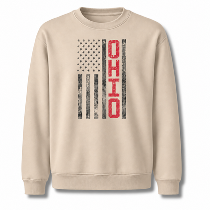 Ohio State Flag Heritage Patriotic Vintage Sweatshirt - Sand