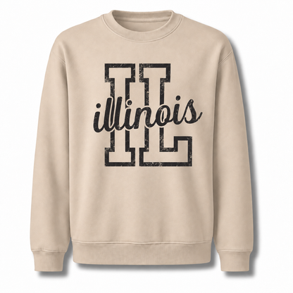 Illinois Classic Vintage Heritage State Pride Sweatshirt - Sand