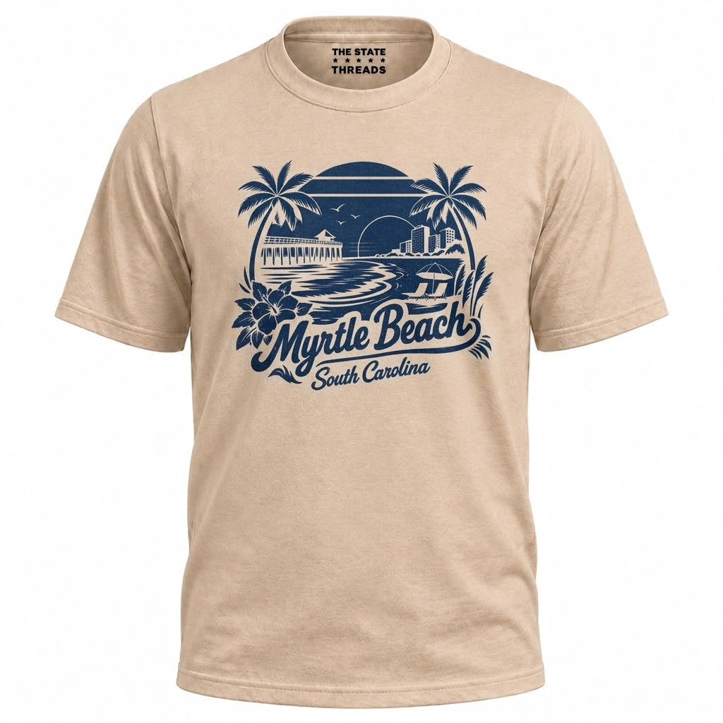South Carolina Myrtle Beach Retro Coastal Sunset Graphic Shirt