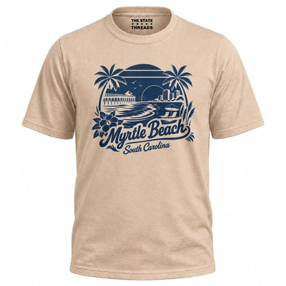 South Carolina Myrtle Beach Retro Coastal Sunset Graphic Shirt
