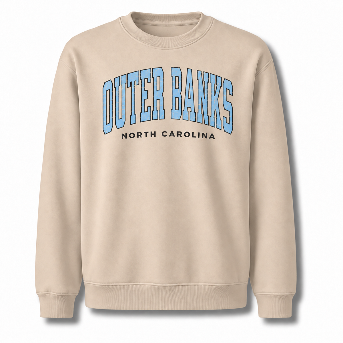 Outer Banks North Carolina Nautical Retro Beach Sweatshirt - Sand