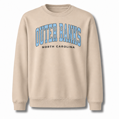 Outer Banks North Carolina Nautical Retro Beach Sweatshirt - Sand