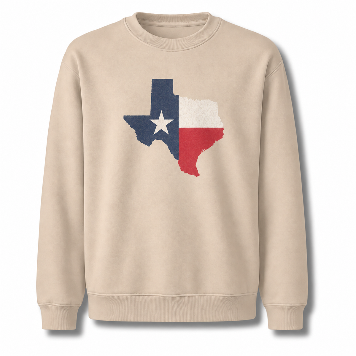 Texas Lone Star Flag Vintage Patriotic Distressed Sweatshirt - Sand