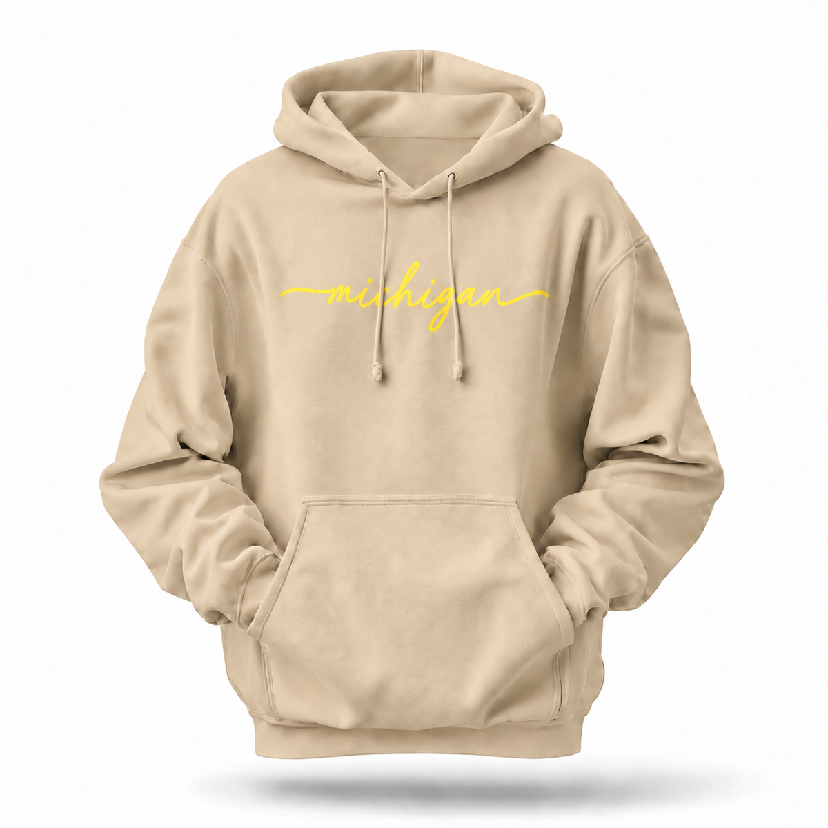 Michigan Minimalist Yellow Script Hoodie