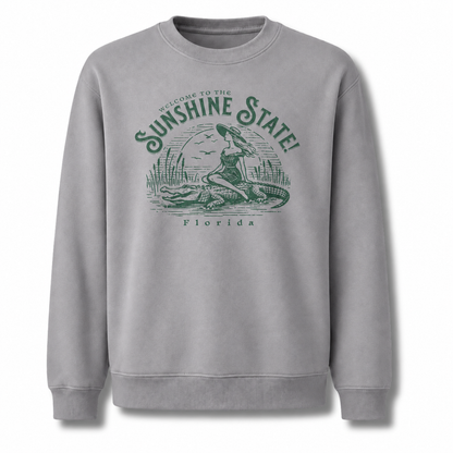 Welcome to Florida Sunshine State Alligator Sweatshirt - Sport Grey