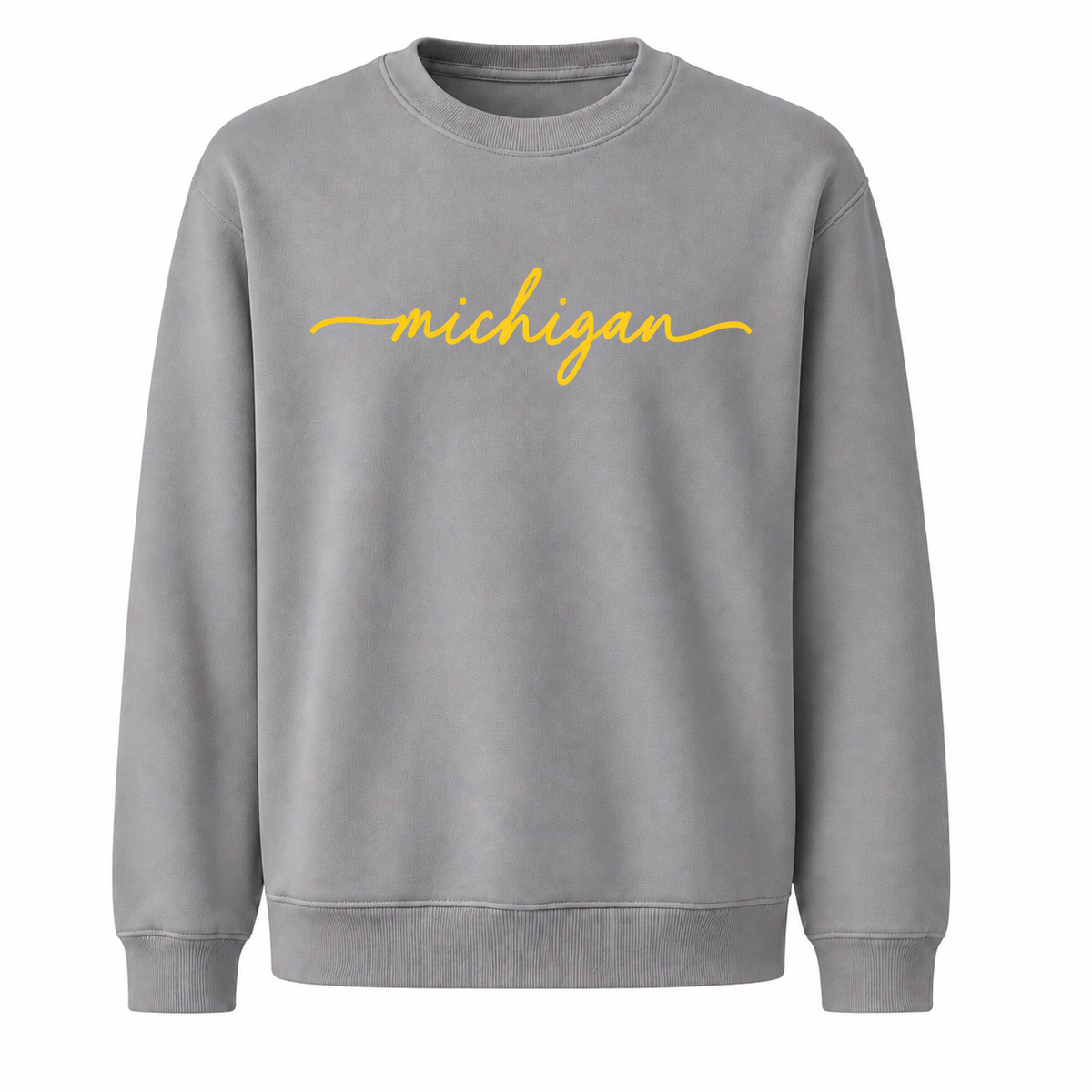 Michigan Maize Gold Vintage Athletic Collegiate Sweatshirt - Sport Grey