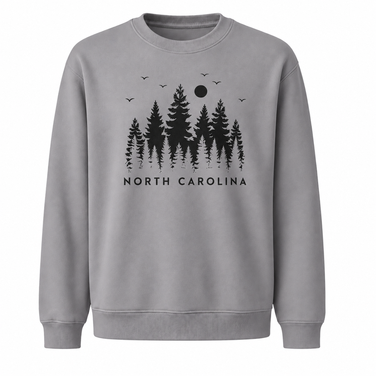 North Carolina Mountain Pine Forest Silhouette Vintage Sweatshirt - Sport Grey