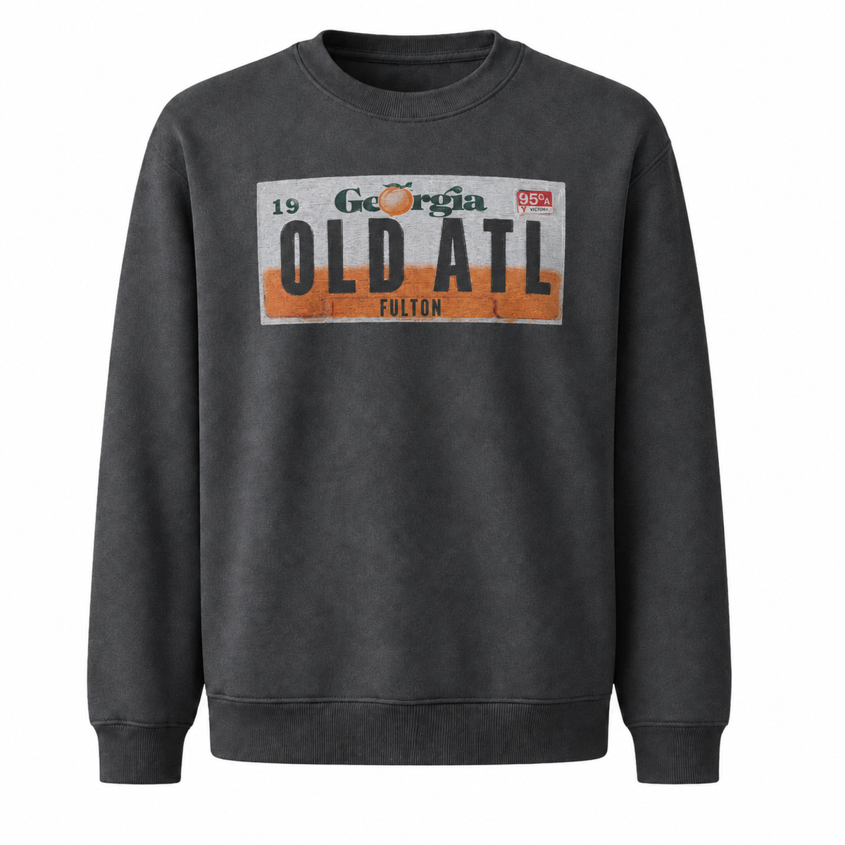 Old ATL Georgia Peach License Plate Vintage Sweatshirt - Sport Grey