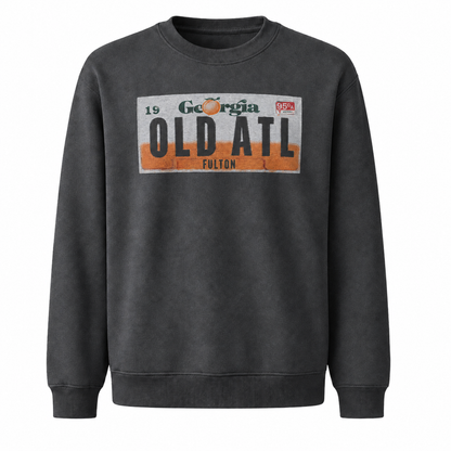 Old ATL Georgia Peach License Plate Vintage Sweatshirt - Sport Grey