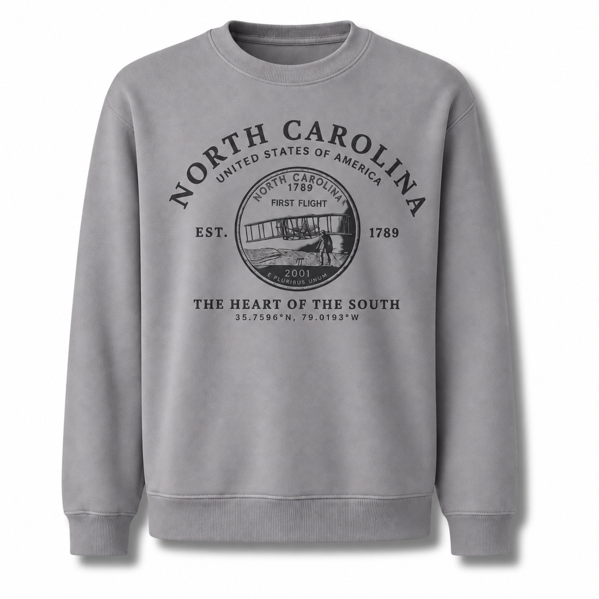 North Carolina Heritage State Seal Medallion Vintage Sweatshirt - Sport Grey