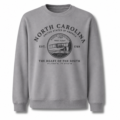 North Carolina Heritage State Seal Medallion Vintage Sweatshirt - Sport Grey