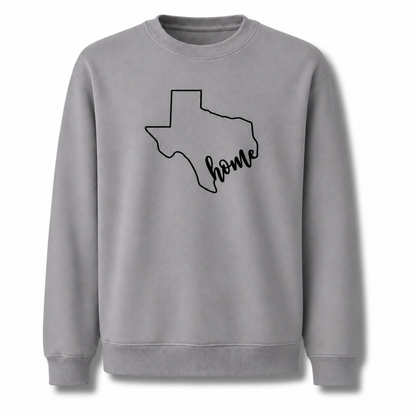 Texas Home State Pride Heart Rustic Vintage Sweatshirt - Sport Grey