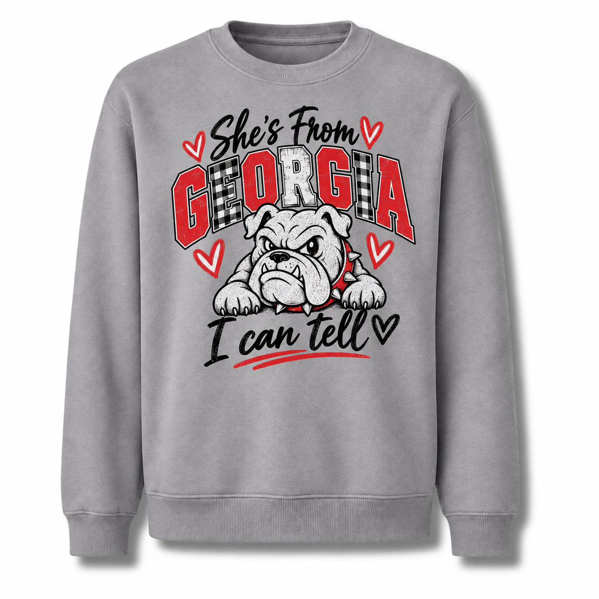 Georgia Bulldogs Mascot Red & Black Vintage Gameday Sweatshirt - Sport Grey