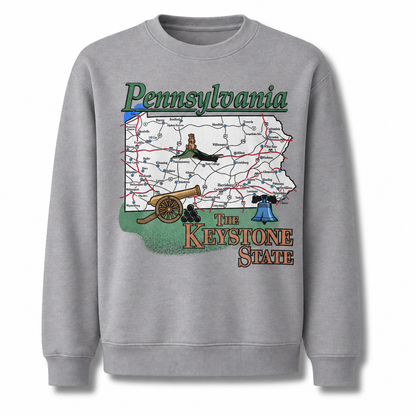 Pennsylvania Countryside State Map Rustic Vintage Sweatshirt - Sport Grey