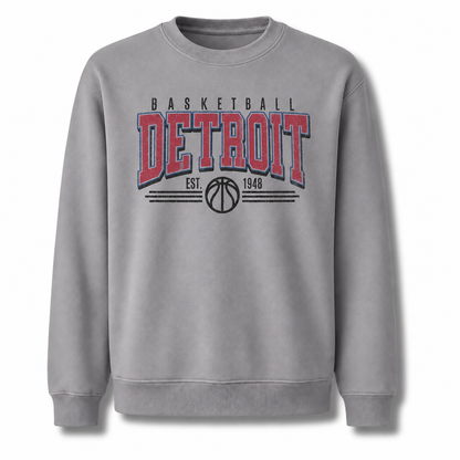 Detroit Basketball Vintage Retro Gameday Classic Sweatshirt - Sport Grey