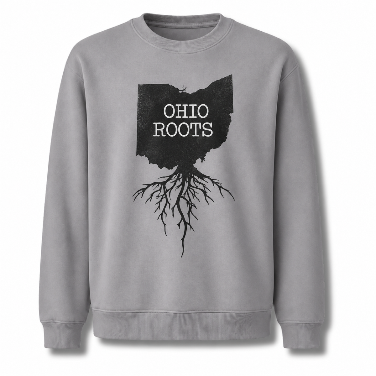 Ohio Roots Minimalist State Silhouette Vintage Sweatshirt - Sport Grey