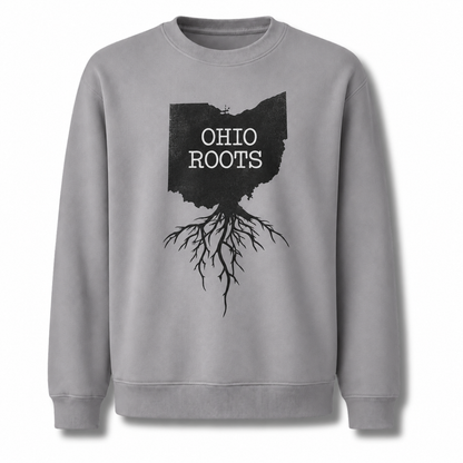 Ohio Roots Minimalist State Silhouette Vintage Sweatshirt - Sport Grey