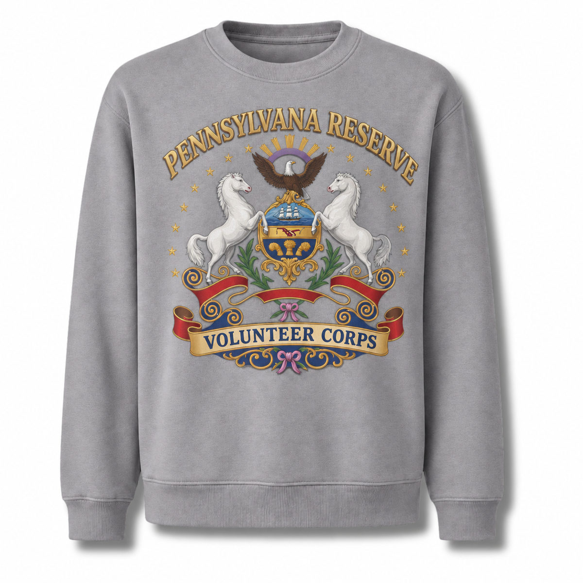 Pennsylvania Reserve Crest Heritage Patriotic Vintage Sweatshirt - Sport Grey