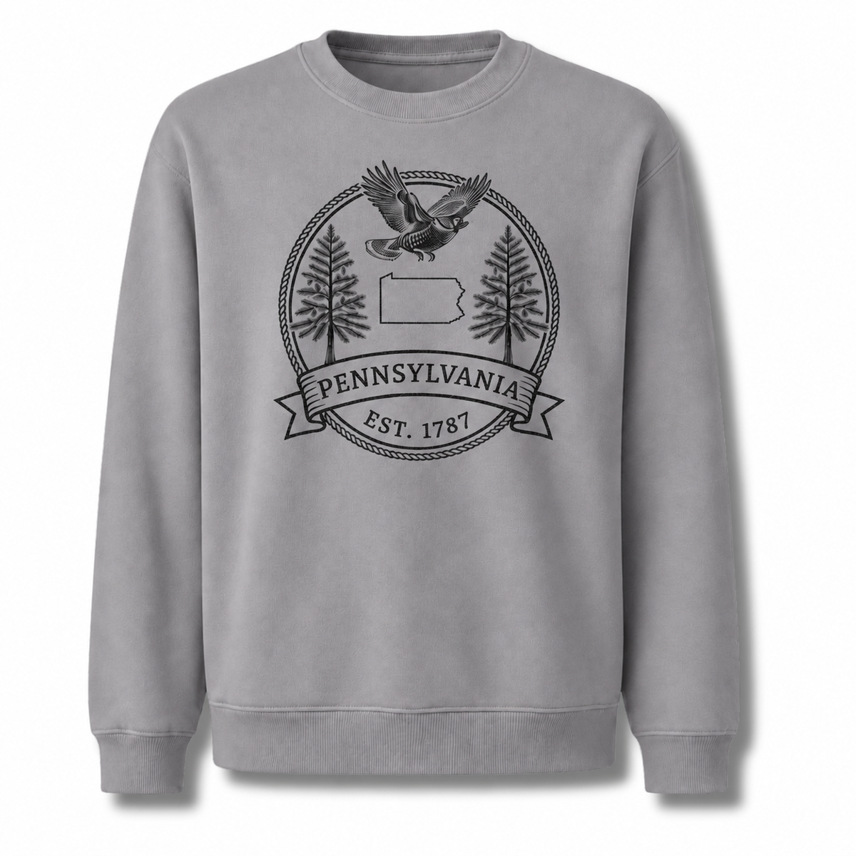 Pennsylvania Historic State Emblem Classic Vintage Sweatshirt - Sport Grey