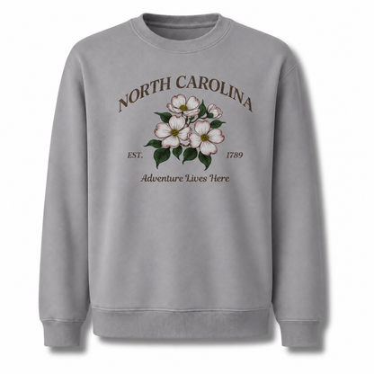 North Carolina Dogwood Flower Vintage Botanical Floral Sweatshirt - Sport Grey