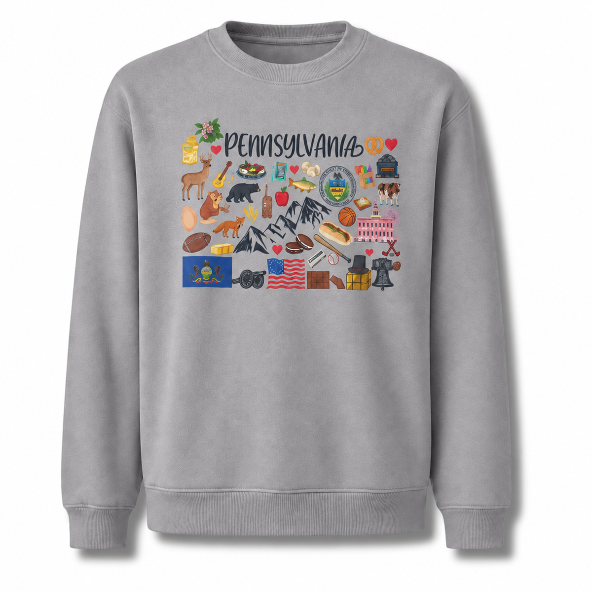 Pennsylvania Retro Postcard Graphic Collage Vintage Sweatshirt - Sport Grey