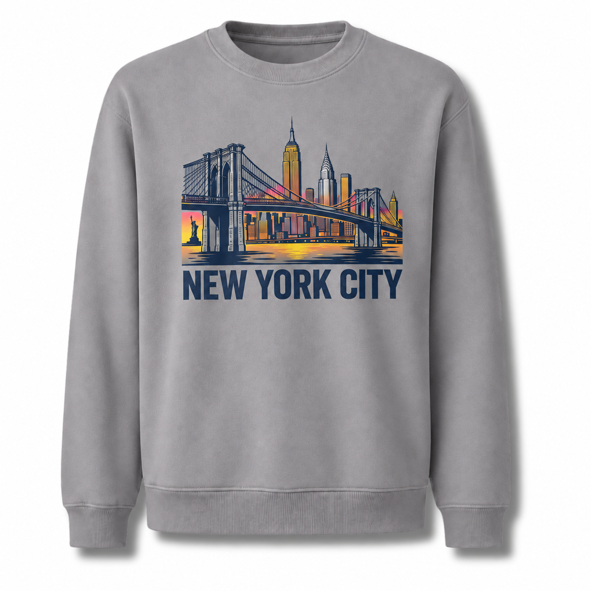 Brooklyn Bridge Manhattan Skyline Vintage Retro Sweatshirt - Sport Grey