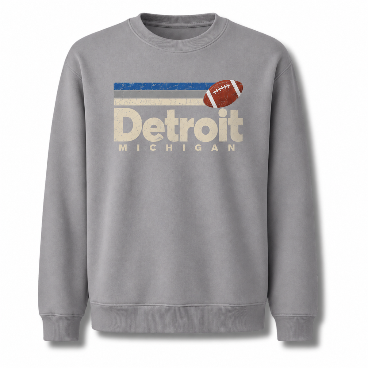 Detroit Michigan Motor City Vintage Athletic Sweatshirt - Sport Grey
