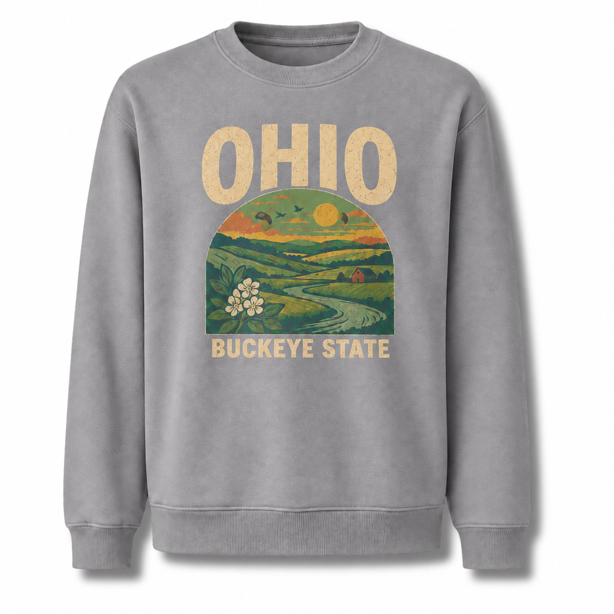 Ohio Countryside Rustic Farm Scenic Vintage Sweatshirt - Sport Grey