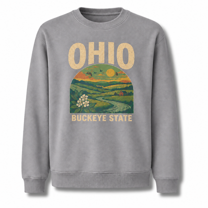 Ohio Countryside Rustic Farm Scenic Vintage Sweatshirt - Sport Grey
