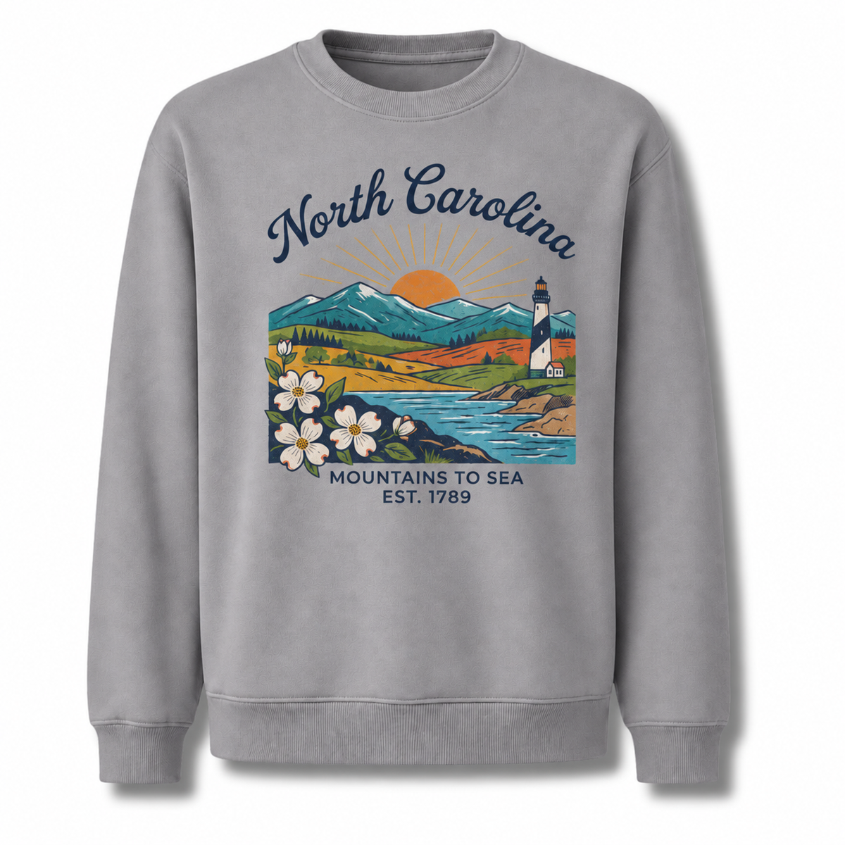 Blue Ridge Mountains North Carolina Nature Scenic Sweatshirt - Sport Grey