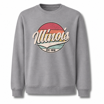 Illinois Prairie State Vintage Heritage Emblem Sweatshirt - Sport Grey
