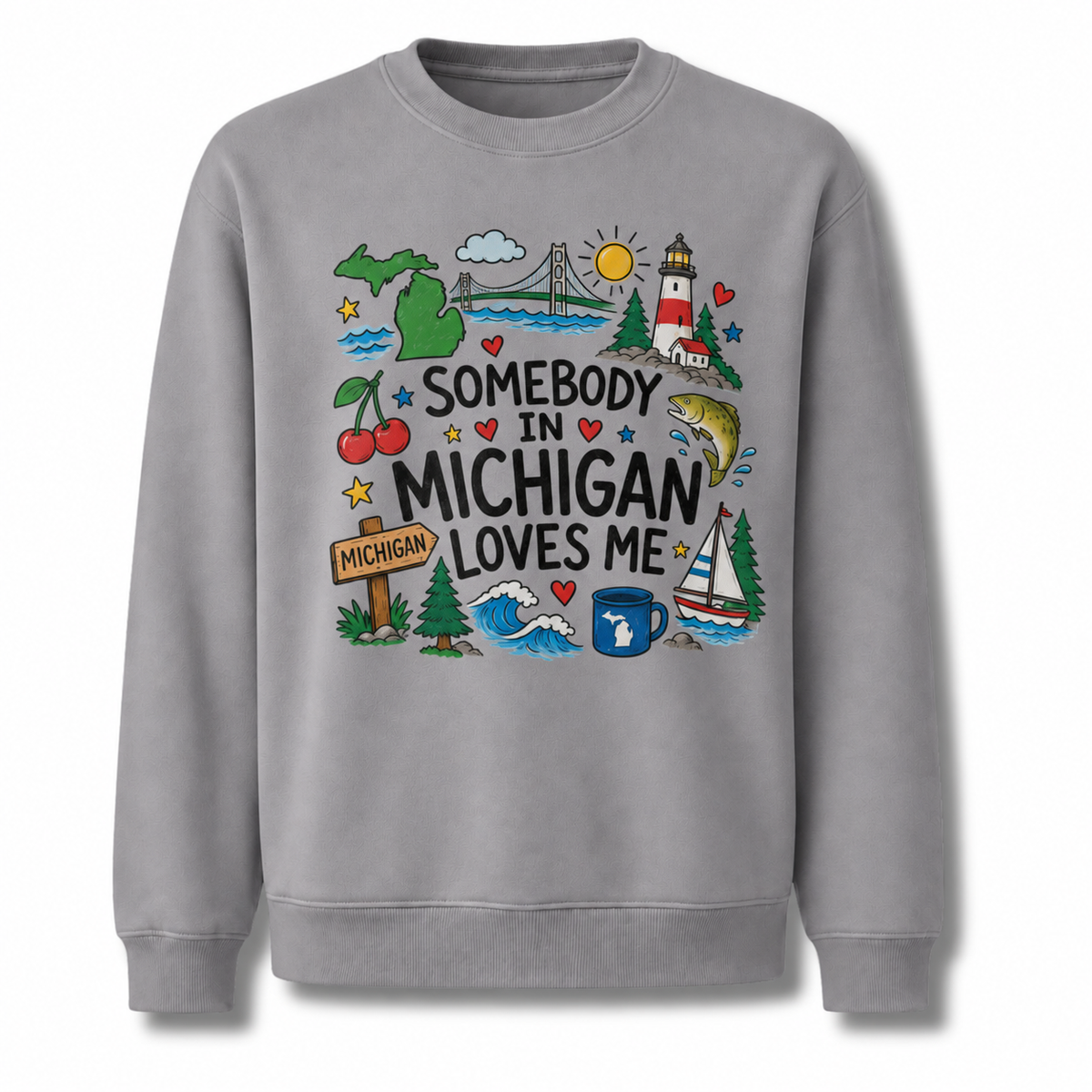 Michigan Retro Colorful Vibrant State Pride Sweatshirt - Sport Grey