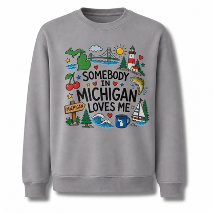 Michigan Retro Colorful Vibrant State Pride Sweatshirt - Sport Grey