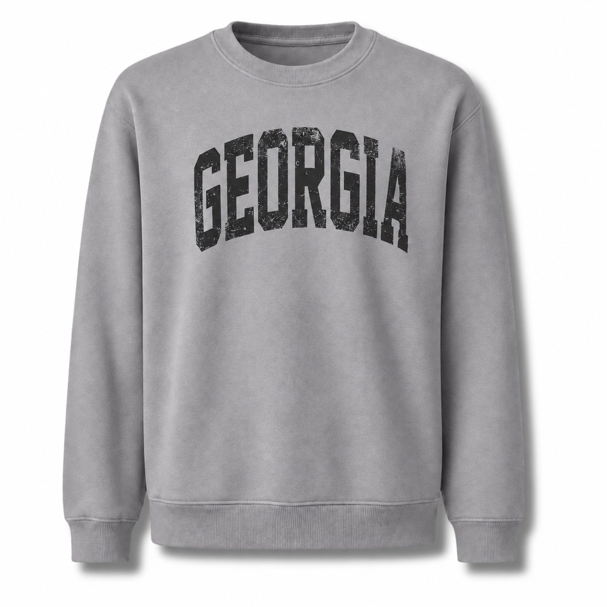 Georgia Bold Distressed Varsity Collegiate Vintage Sweatshirt - Sport Grey