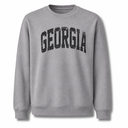 Georgia Bold Distressed Varsity Collegiate Vintage Sweatshirt - Sport Grey