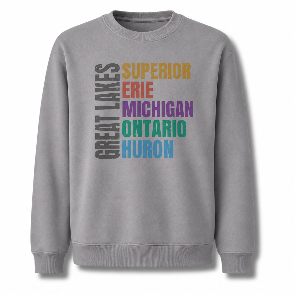 Great Lakes Michigan Freshwater Basin Retro Sweatshirt - Sport Grey
