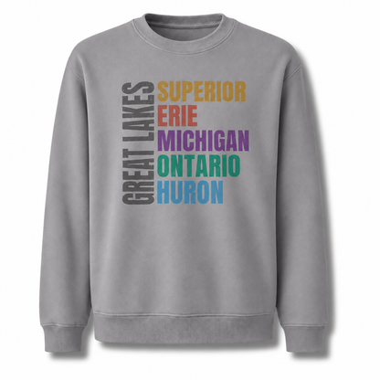 Great Lakes Michigan Freshwater Basin Retro Sweatshirt - Sport Grey