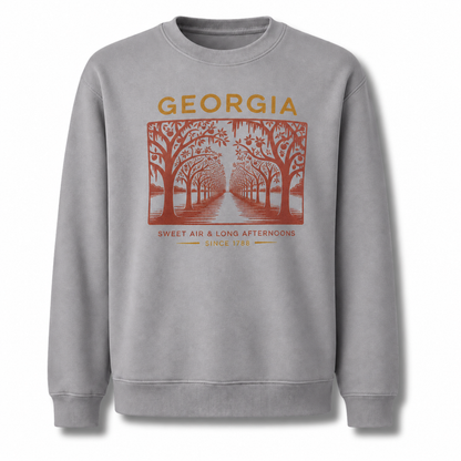 Georgia Sweet Air Long Afternoons Historic Avenue Sweatshirt - Sport Grey