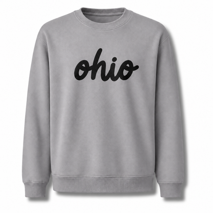 Ohio Minimalist Handwritten Cursive Script Vintage Sweatshirt - Sport Grey