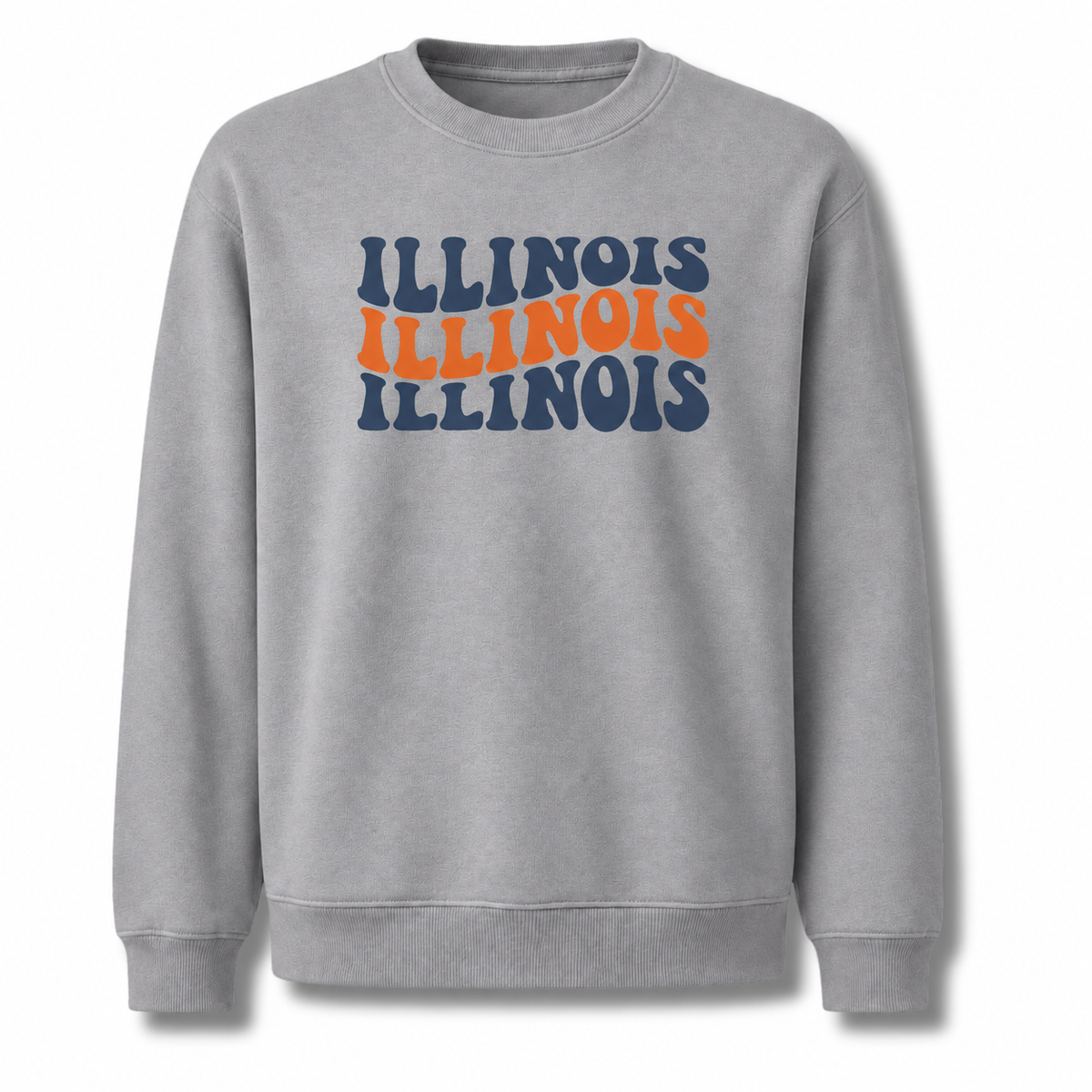 Illinois Retro Stacked Varsity Block Lettering Sweatshirt - Sport Grey