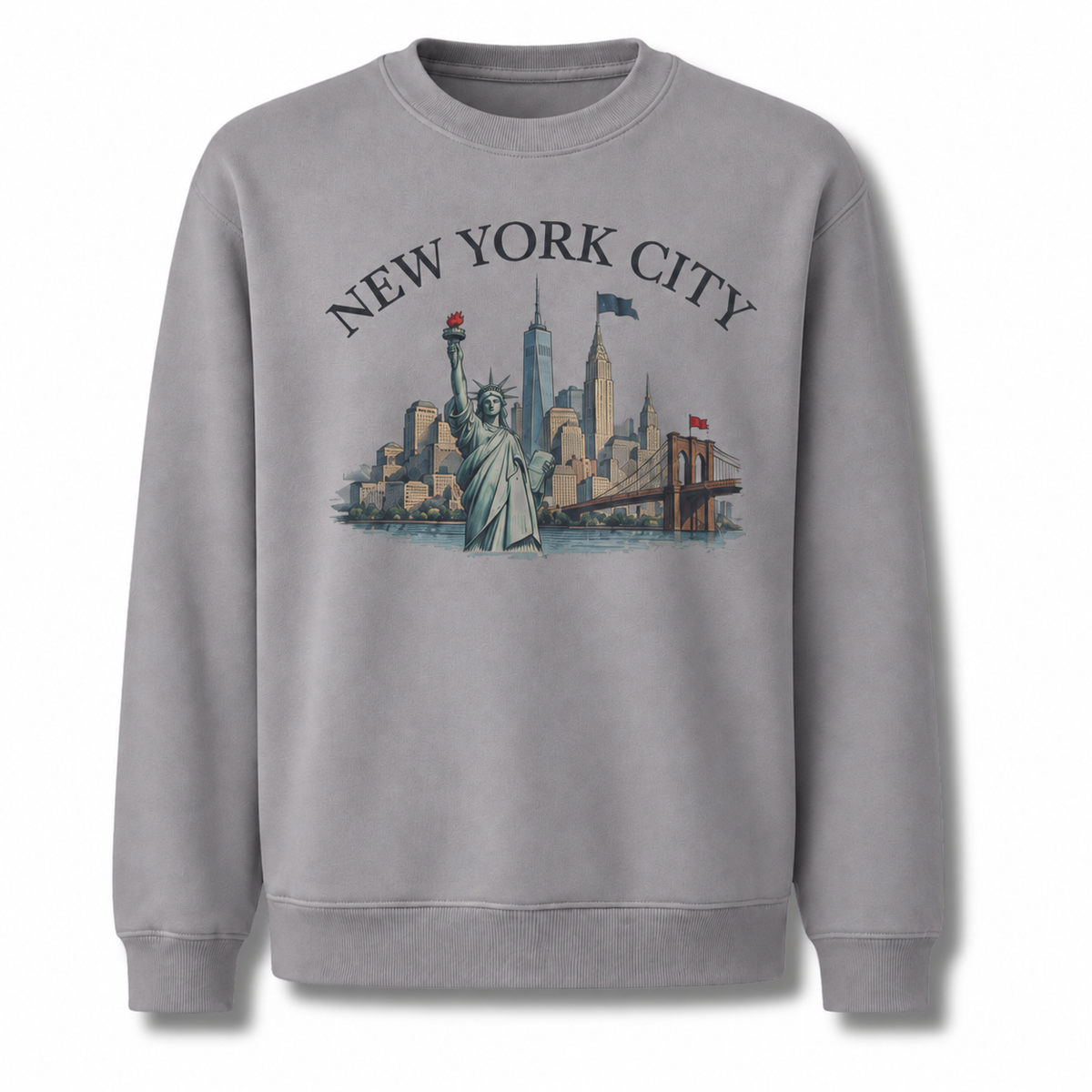 Statue Of Liberty Manhattan Harbor Vintage Classic Sweatshirt - Sport Grey