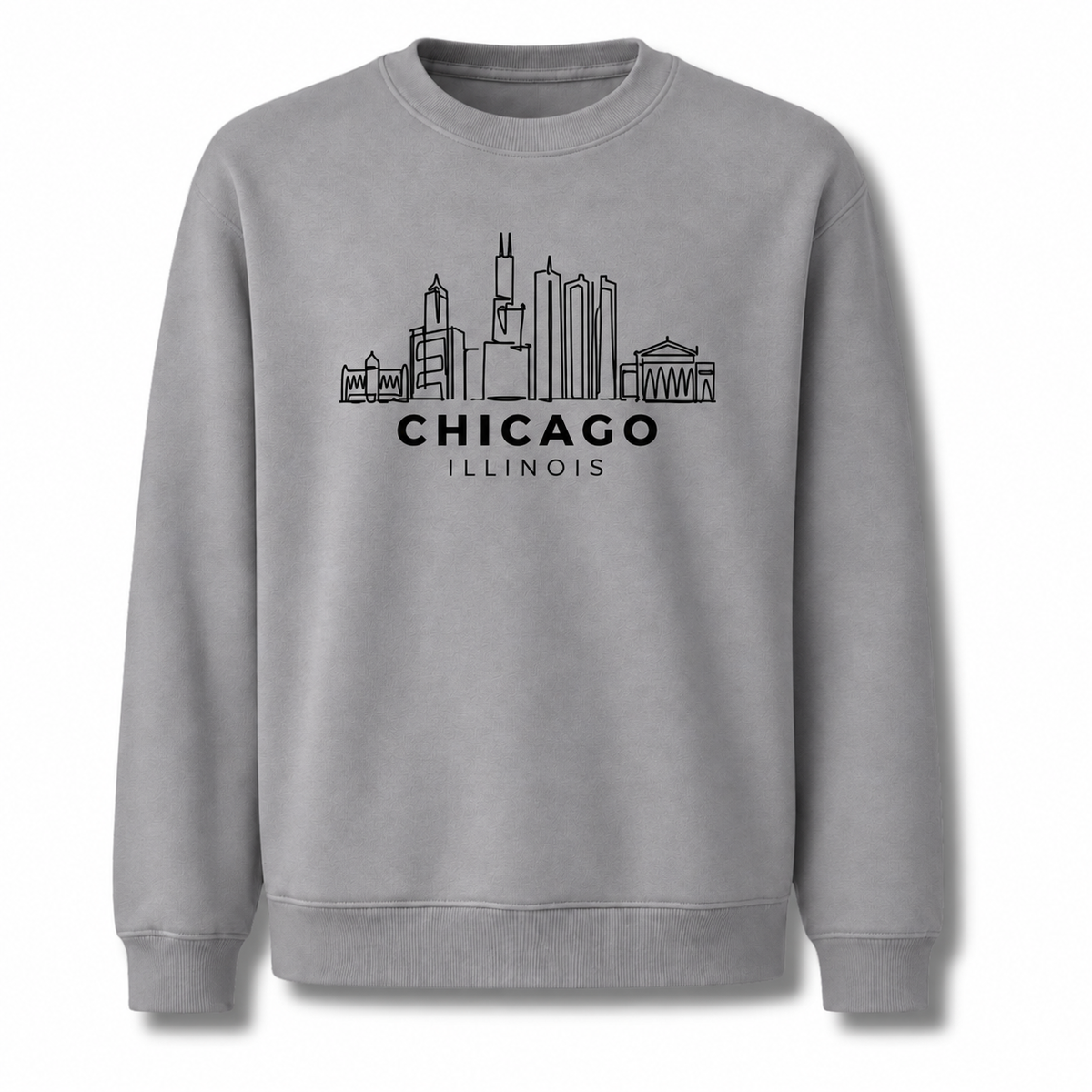 Chicago Illinois City Skyline Architectural Vintage Sweatshirt - Sport Grey